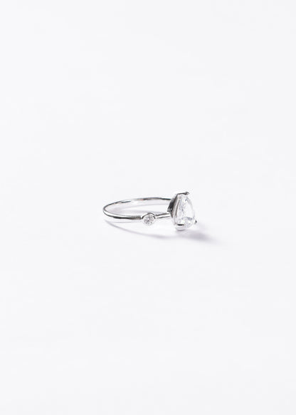 Anillo gota blanca con punto luz plata 925 & zirconia