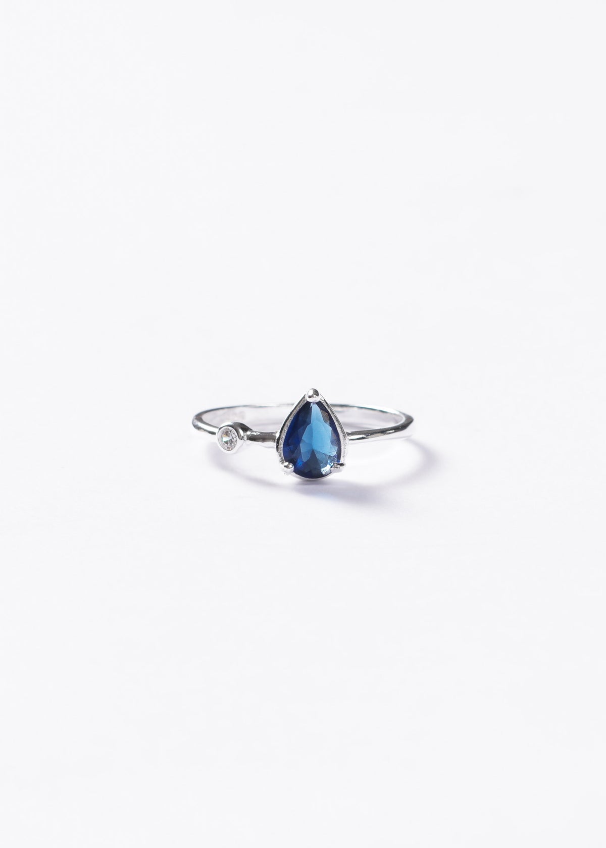 Anillo gota azul con punto luz plata 925 & zirconia