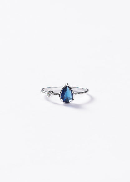 Anillo gota azul con punto luz plata 925 & zirconia