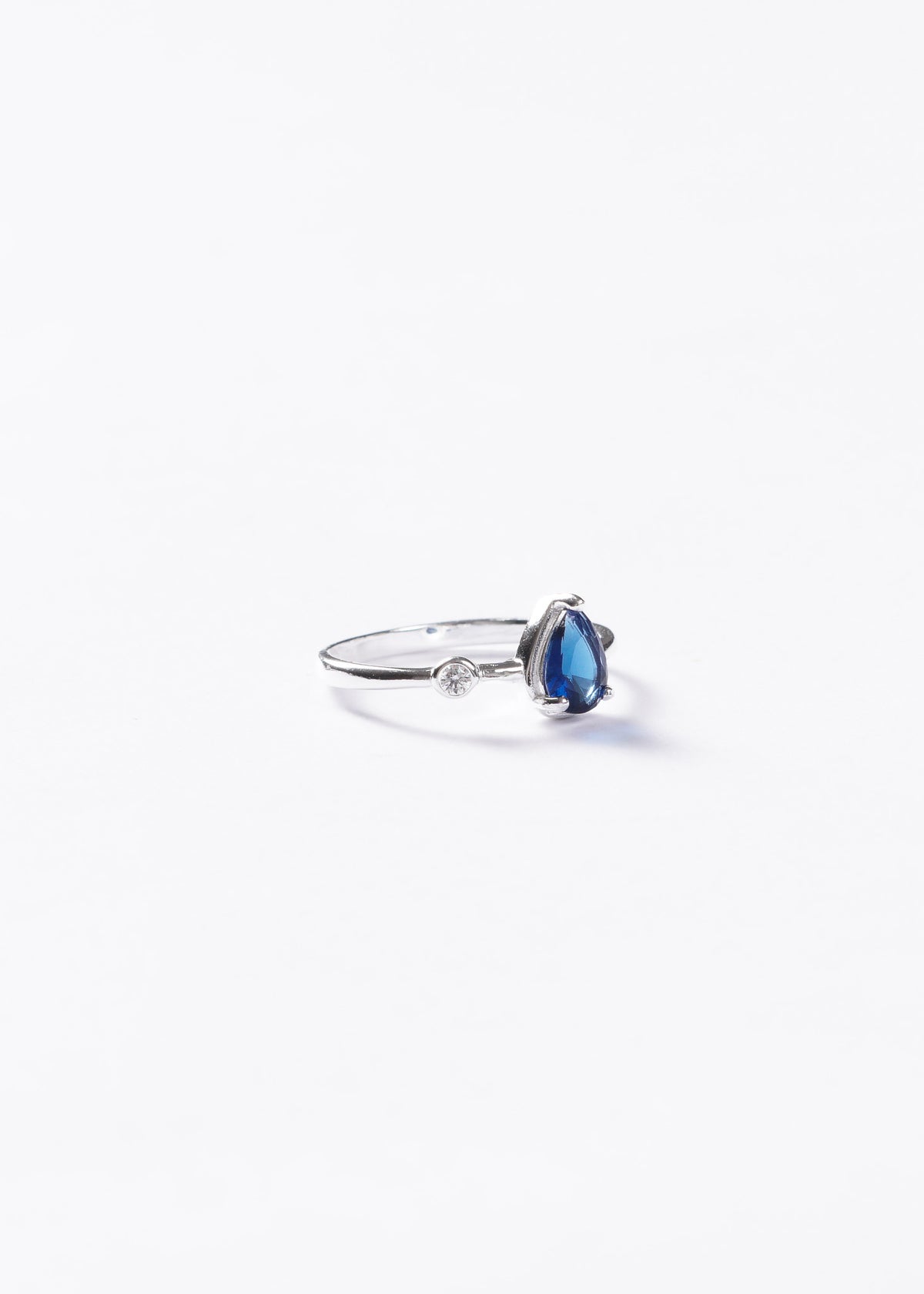 Anillo gota azul con punto luz plata 925 & zirconia
