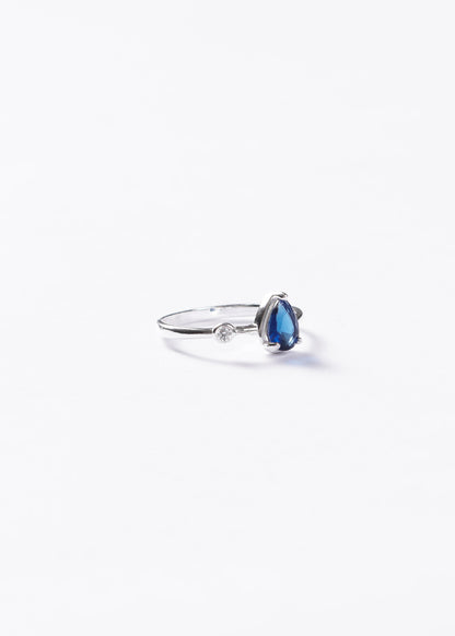 Anillo gota azul con punto luz plata 925 & zirconia