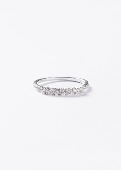 Anillo 6 puntos luz y zirconias laterales plata 925