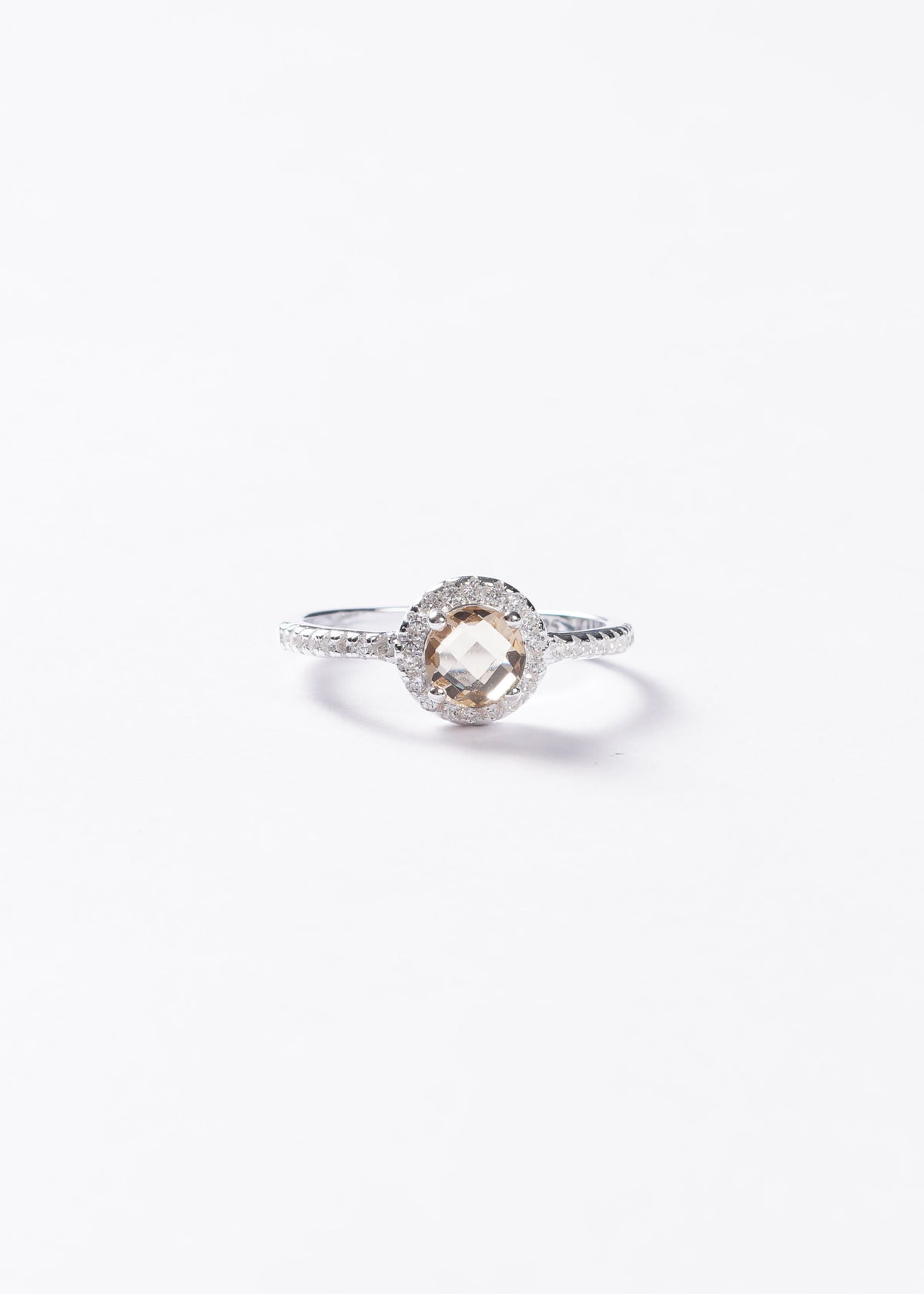 Anillo Lady Di Circle Plata 925 & Zirconia amarillo champagne