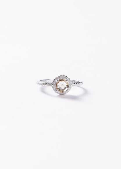 Anillo Lady Di Circle Plata 925 & Zirconia amarillo champagne