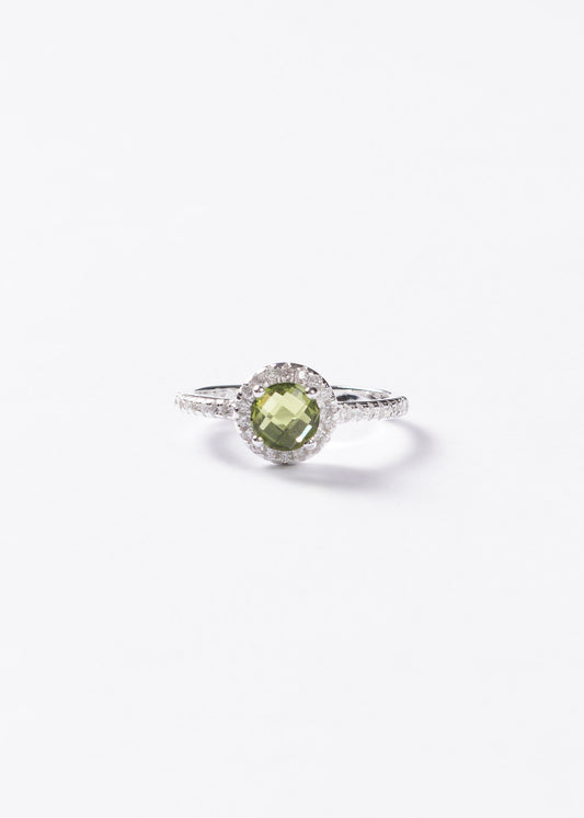 Anillo Lady Di Circle Plata 925 & Zirconia verde oliva