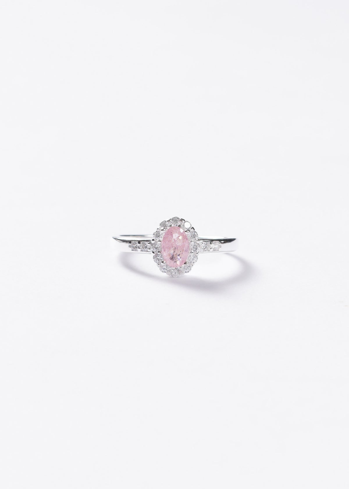 Anillo Lady Di Oval Rosa Plata 925 & Zirconias