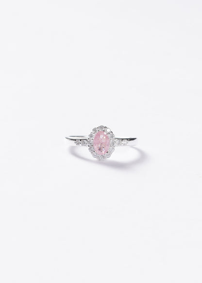 Anillo Lady Di Oval Rosa Plata 925 & Zirconias