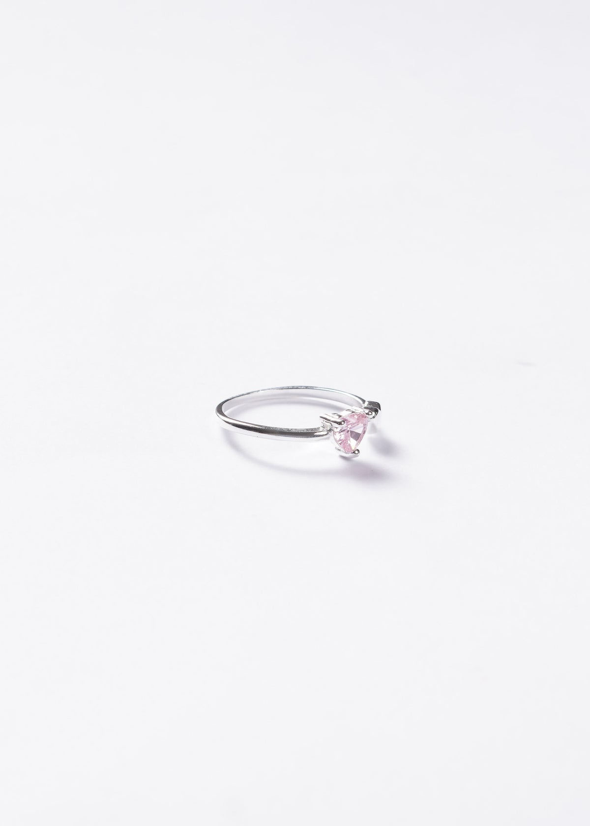 Anillo abierto corazón rosa semi ajustable Plata 925 & Zirconia