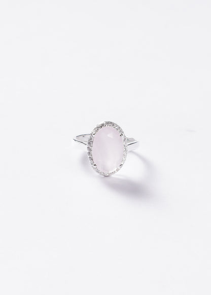 Anillo Grand Rosa Oval Tenue Plata 925 & Zirconias