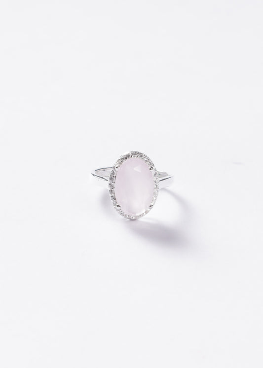Anillo Grand Rosa Oval Tenue Plata 925 & Zirconias