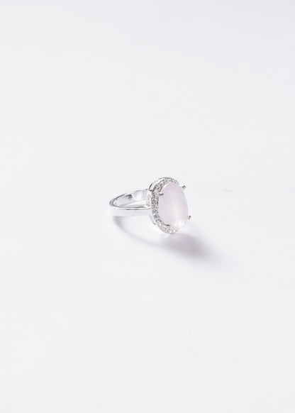Anillo Grand Rosa Oval Tenue Plata 925 & Zirconias