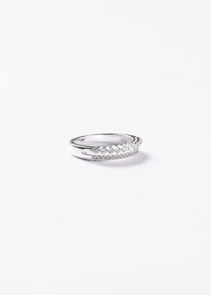 Anillo doble línea de brillo Plata 925 & Zirconias