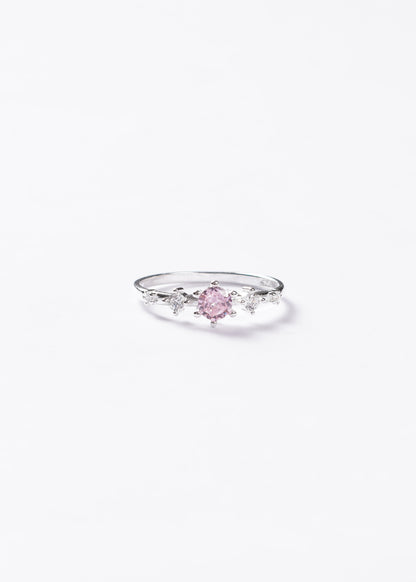 Anillo puntos luz y centro rosa Plata 925 & Zirconias