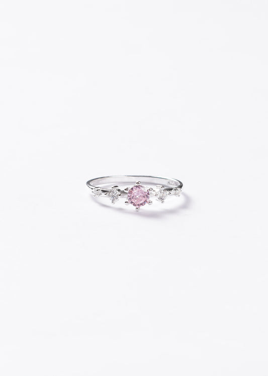 Anillo puntos luz y centro rosa Plata 925 & Zirconias