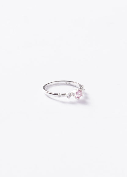 Anillo puntos luz y centro rosa Plata 925 & Zirconias