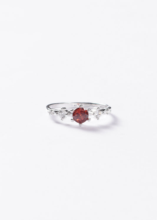Anillo puntos luz y centro rojo Plata 925 & Zirconias
