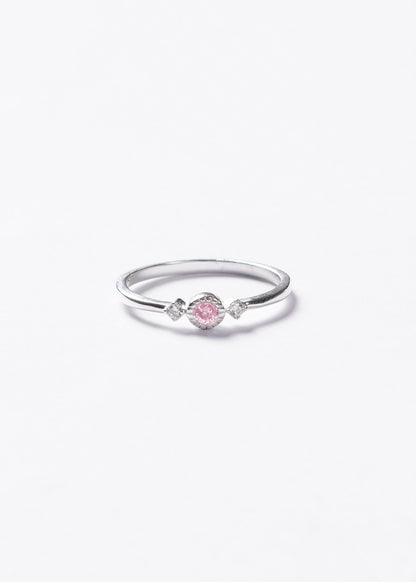 Anillo punto luz rosa y laterales plata 925