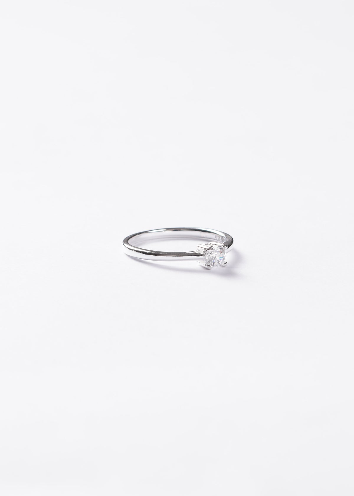 Anillo cintillo clásico fino 4 puntas Plata 925 & Zirconia