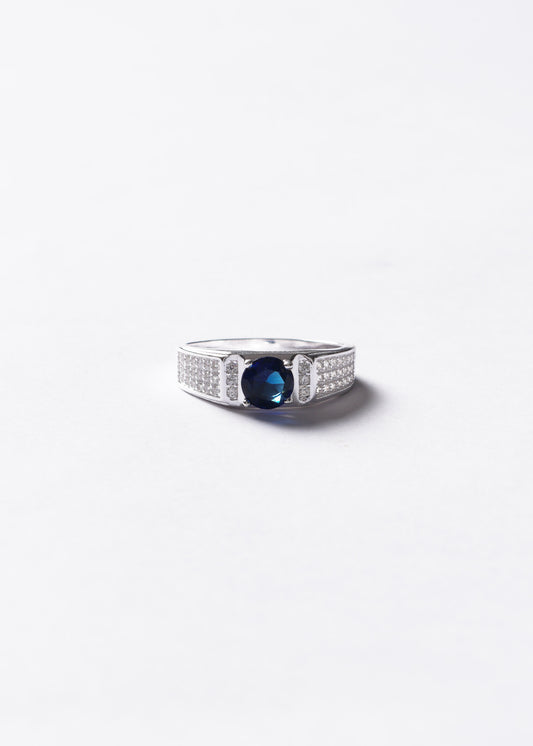 Anillo Grand Guarda Griega Plata 925 & Zirconia azul - Hombre