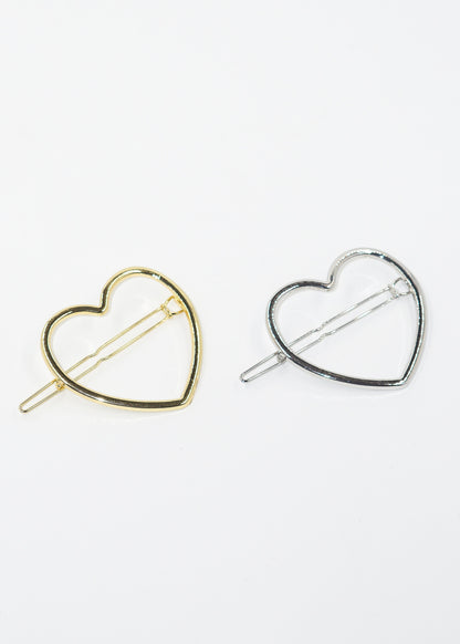 Broche de pelo metálico corazón