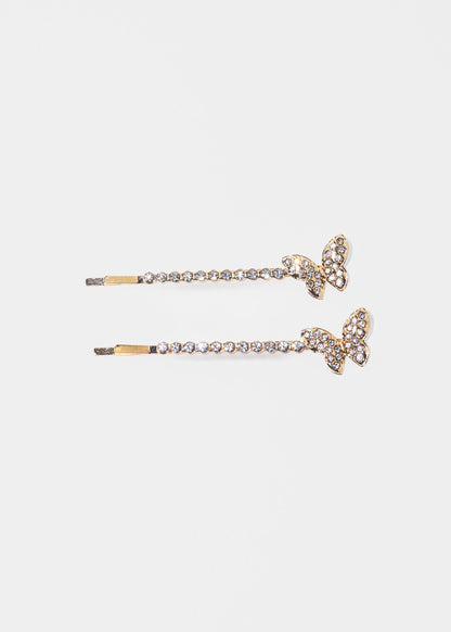 Set x2 orquillas mariposa con strass
