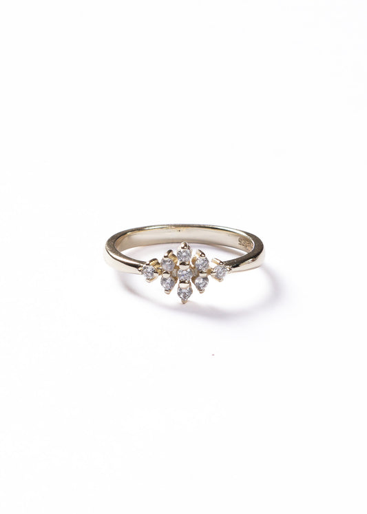 Anillo frente marquesas plata 925 & baño en oro 18k