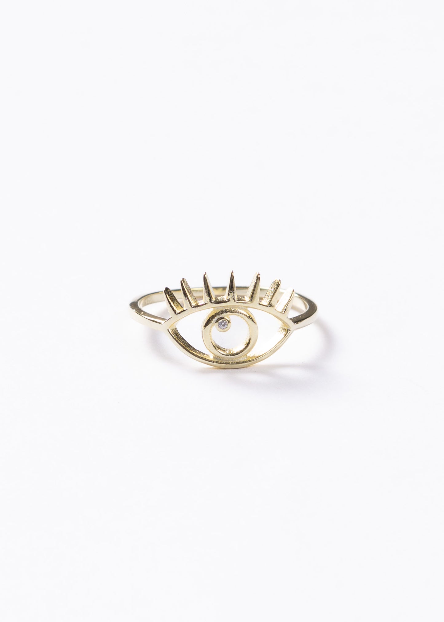 Anillo ojo turco pestañas plata 925 & baño en oro 18k