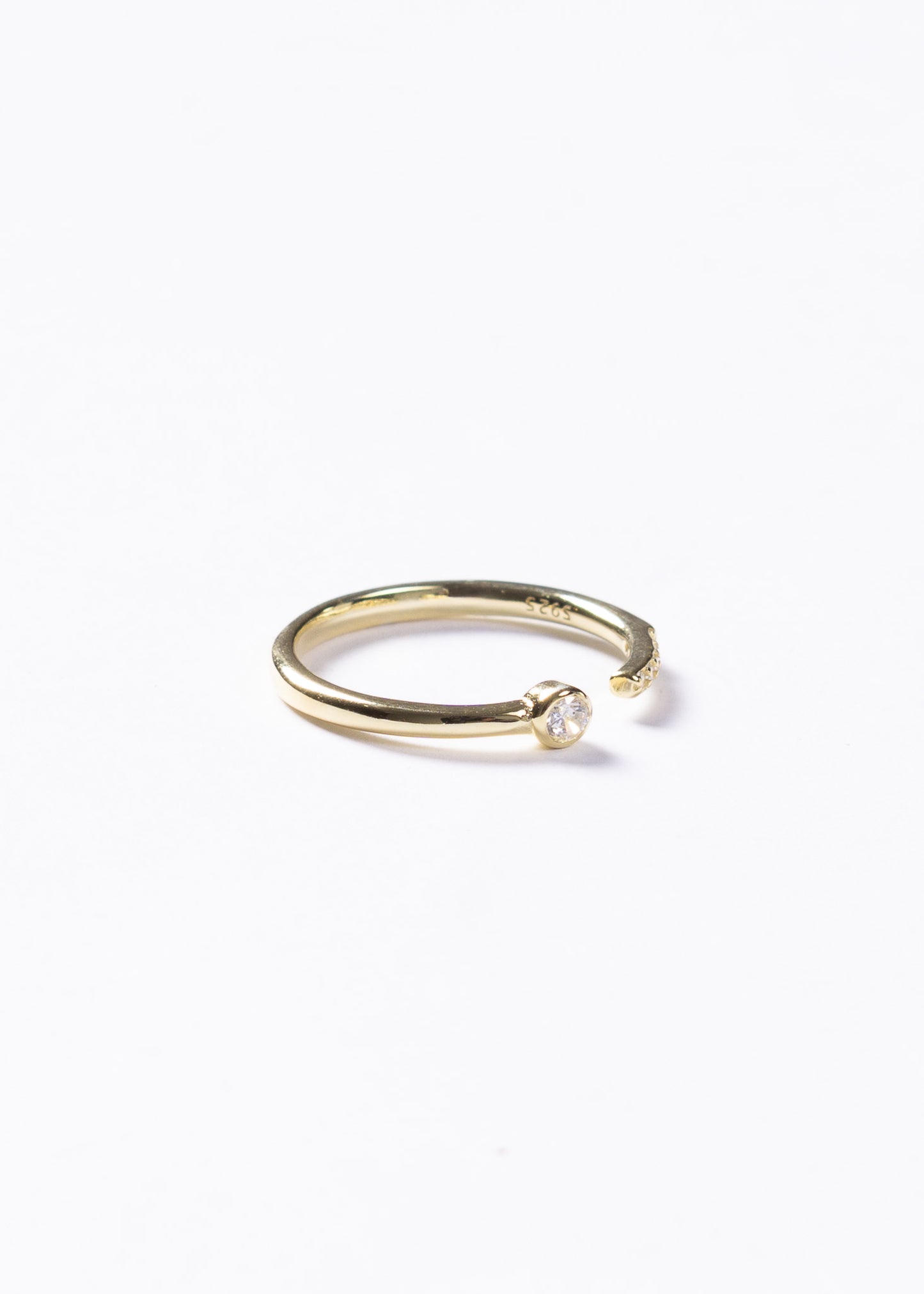 Anillo punto luz semi-ajustable plata 925 & baño en oro 18k