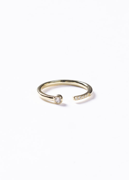 Anillo punto luz semi-ajustable plata 925 & baño en oro 18k