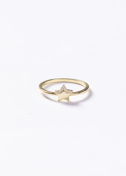 Anillo estrella zirconias plata 925 & baño en oro 18k