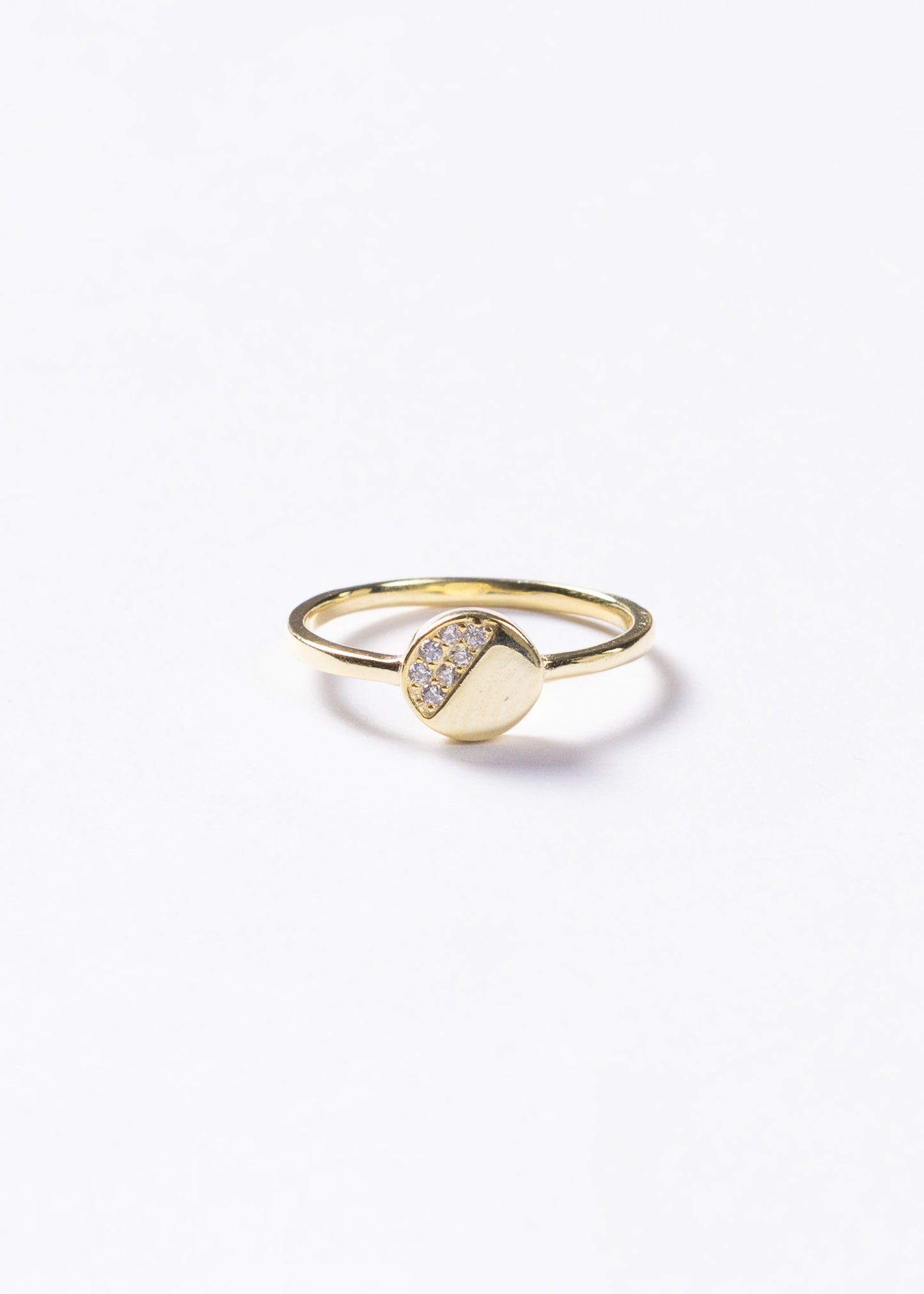 Anillo tacha mitad zirconias plata 925 & baño en oro 18k