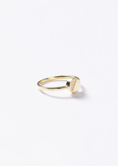 Anillo tacha mitad zirconias plata 925 & baño en oro 18k