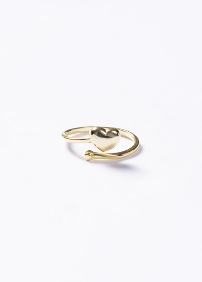 Anillo corazón entrelazado ajustable plata 925 & baño en oro 18k