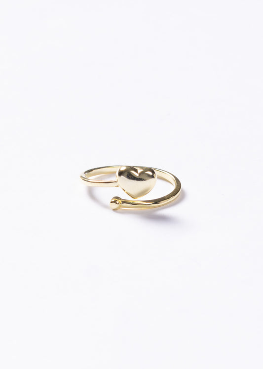 Anillo corazón entrelazado ajustable plata 925 & baño en oro 18k