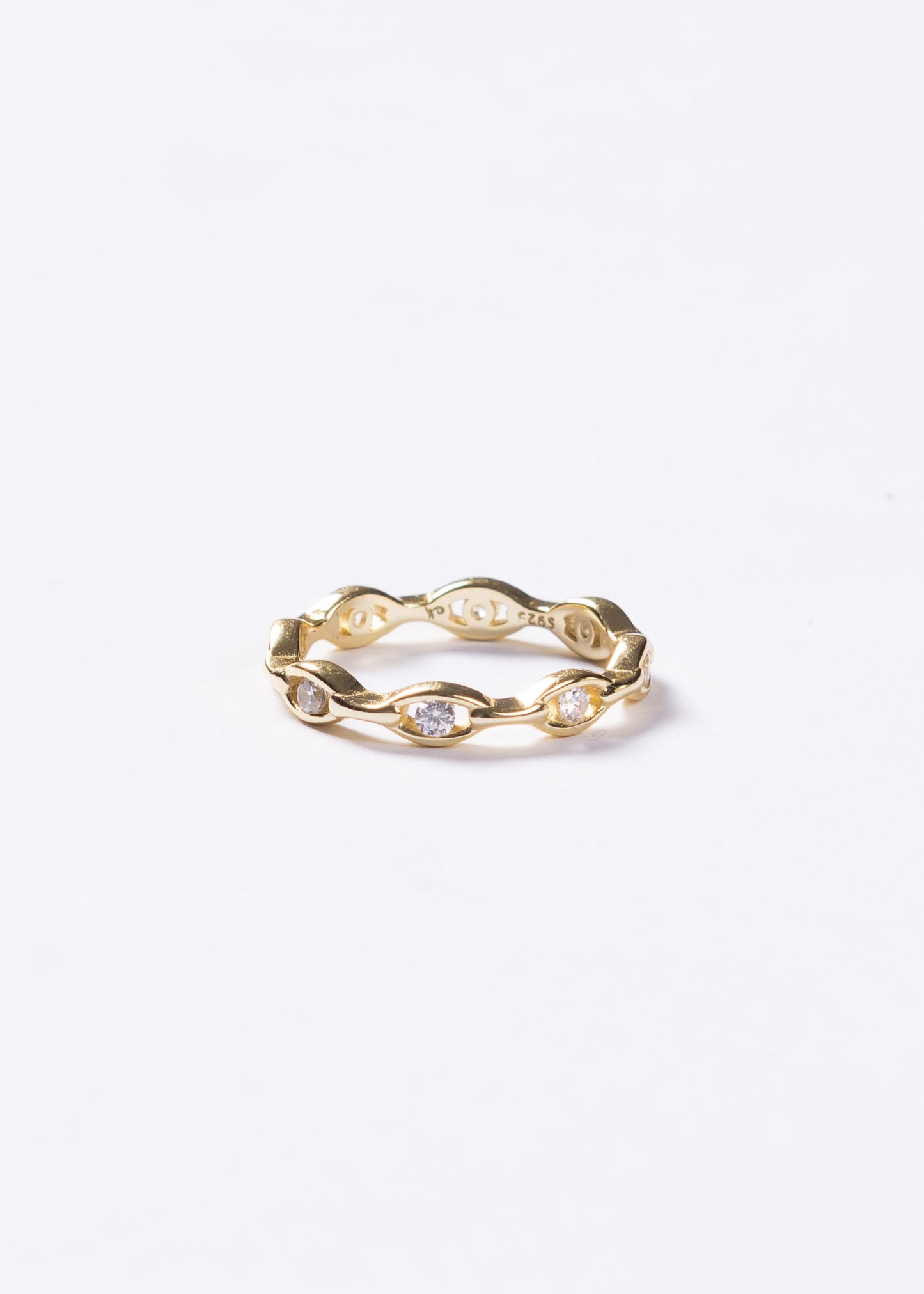 Anillo infinito con puntos luz plata 925 & baño en oro 18k