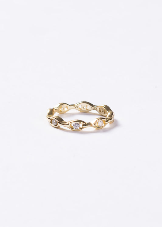 Anillo infinito con puntos luz plata 925 & baño en oro 18k