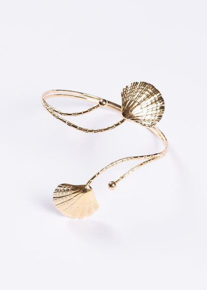 Brazalete entrelazado almeja mar - Ajustable dorado