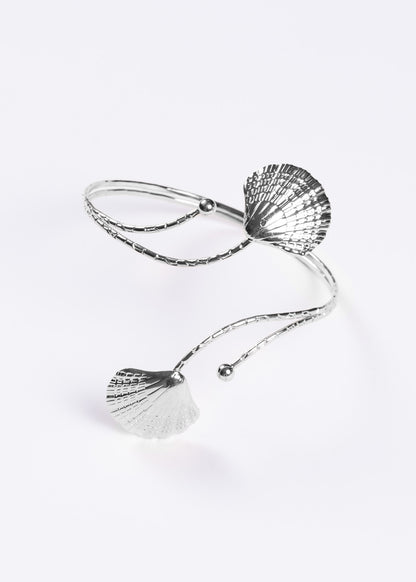 Brazalete entrelazado almeja mar - Ajustable plateado