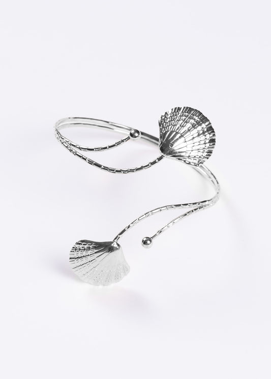 Brazalete entrelazado almeja mar - Ajustable plateado