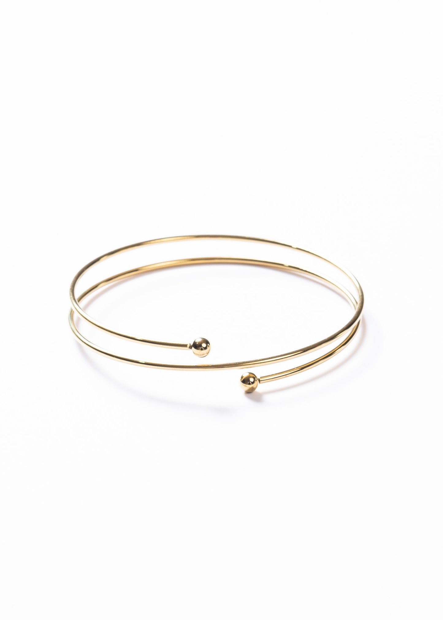 Brazalete entrelazado ajustable punta esfera acero quirúrgico - Dorado