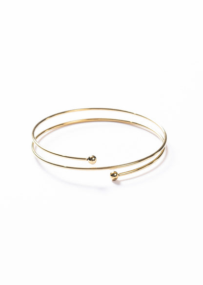 Brazalete entrelazado ajustable punta esfera acero quirúrgico - Dorado