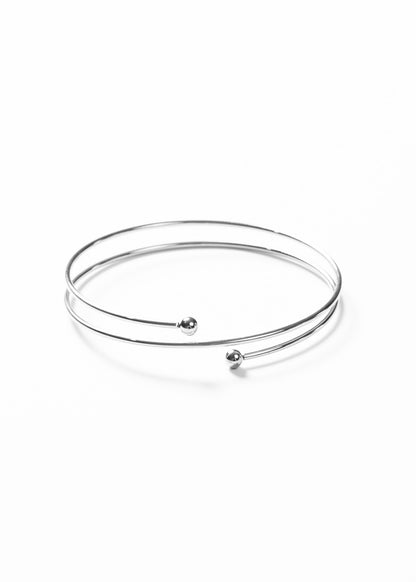 Brazalete entrelazado ajustable punta esfera acero quirúrgico - Plateado