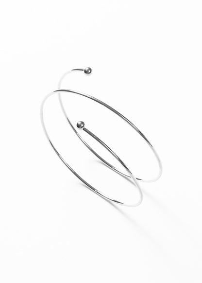 Brazalete entrelazado ajustable punta esfera acero quirúrgico - Plateado