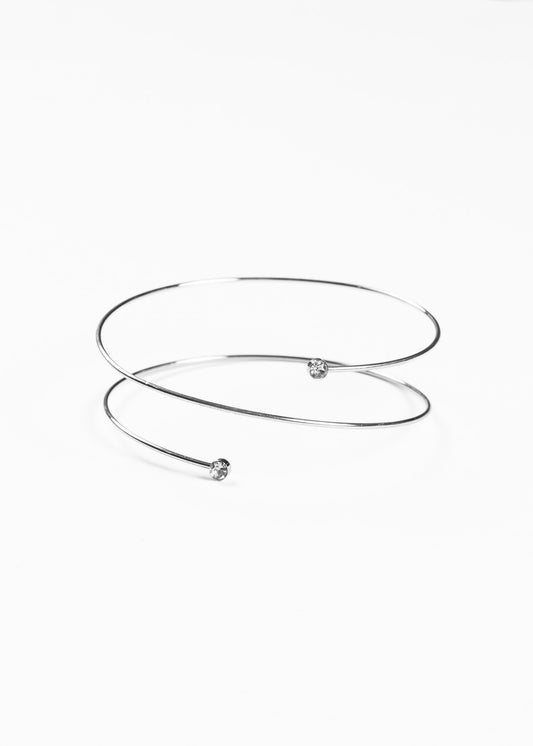 Brazalete entrelazado con puntos luz - Plateado