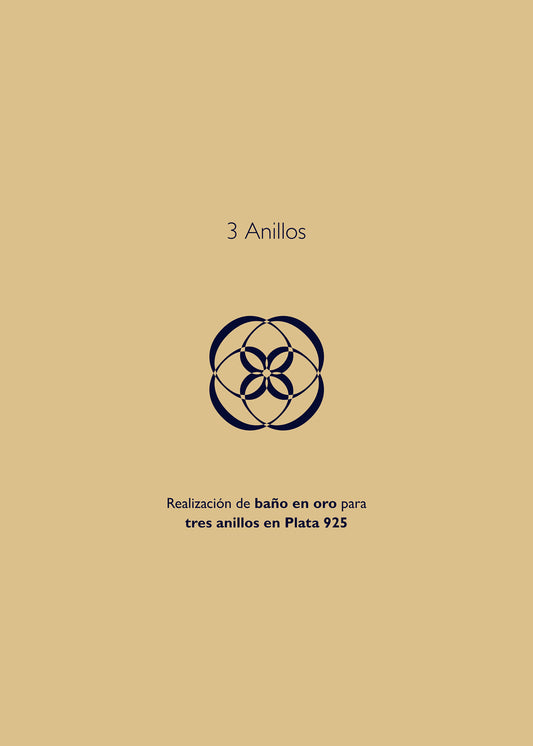 Realización Baño de oro 18k para TRES anillos en plata 925