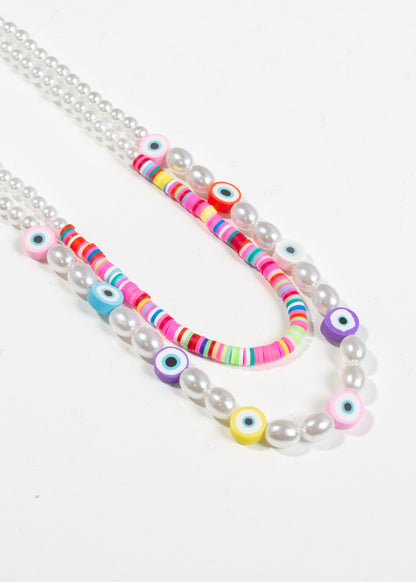 Collar doble perlas y ojitos mostacillas