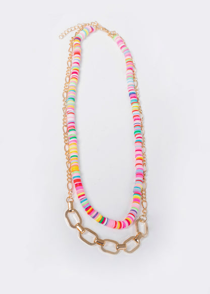 Collar doble mostacillas y eslabones
