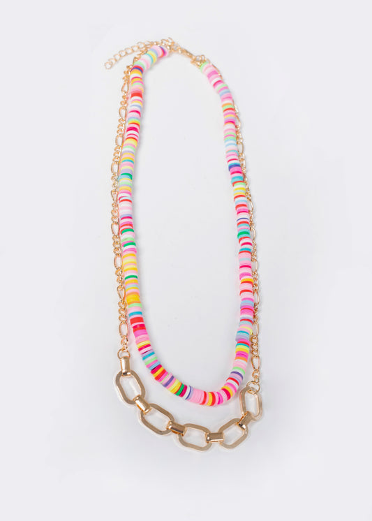 Collar doble mostacillas y eslabones