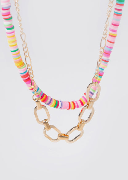 Collar doble mostacillas y eslabones