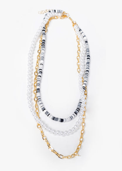 Collar triple perlas y mostacillas